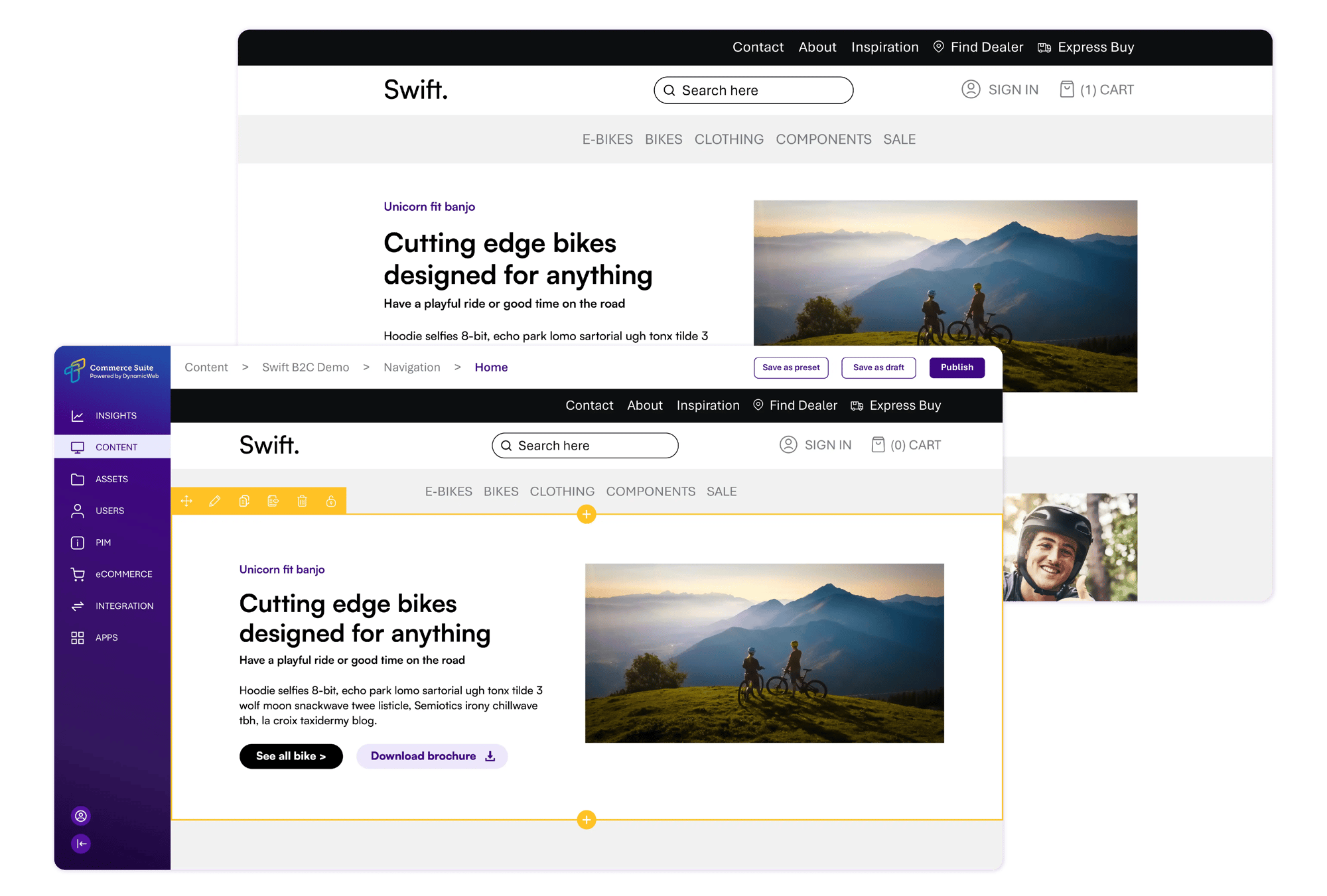 Truvio Swift butikkfront på flere enheter